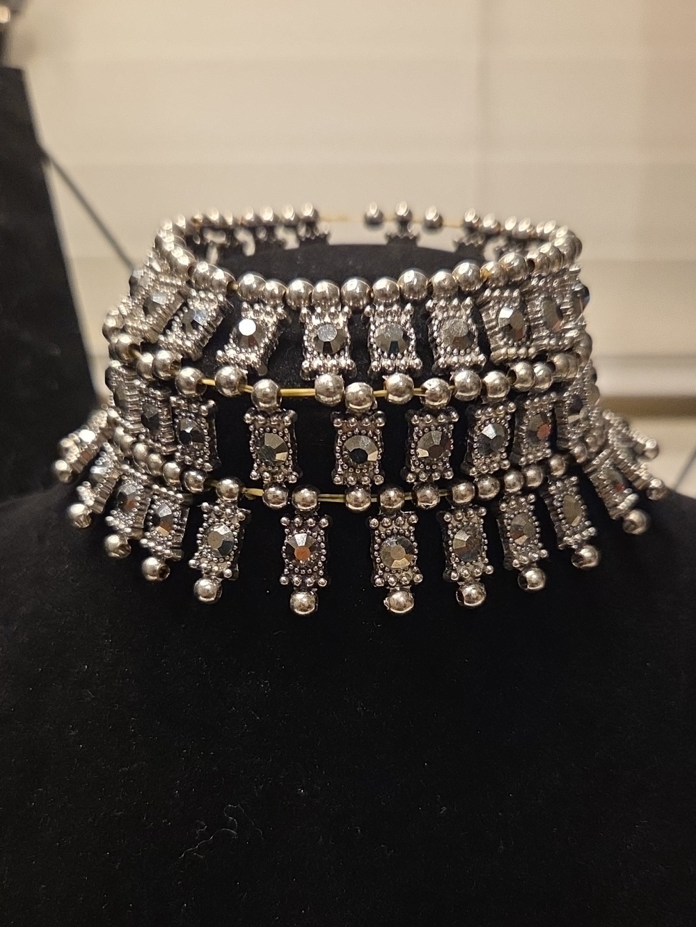 Silver-tone Statement Bracelet Necklace - Women's Jewelry